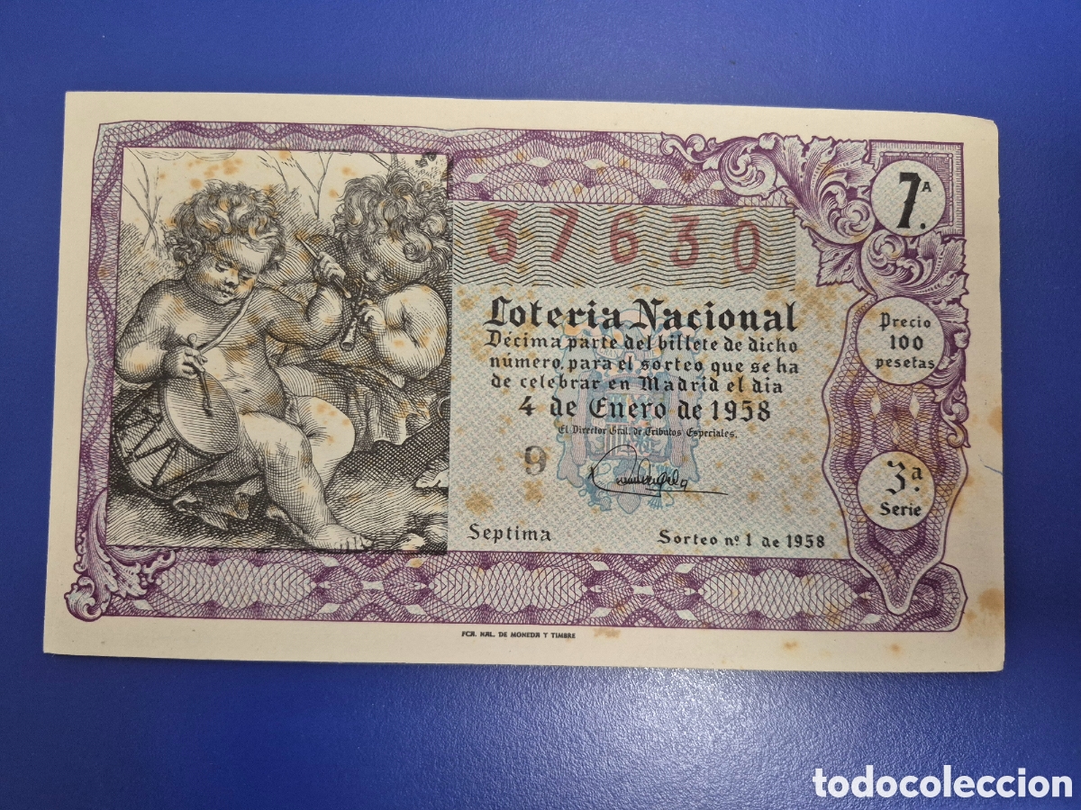Loter&iacute;a nacional: LOTERIA NACIONAL SORTEO 1 DE 1958 NI&Ntilde;O