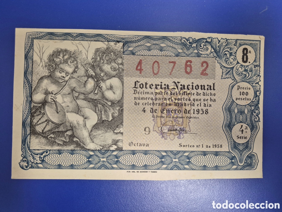 Loter&iacute;a nacional: LOTERIA NACIONAL SORTEO 1 DE 1958 NI&Ntilde;O
