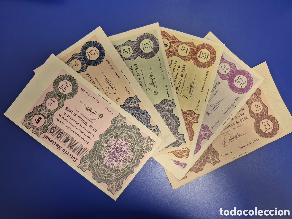 Loter&iacute;a nacional: LOTERIA NACIONAL SORTEO 8 DE 1958 SERIE COMPLETA