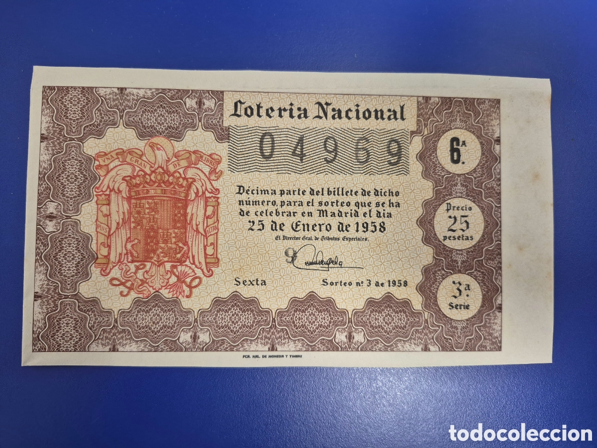 Loter&iacute;a nacional: LOTERIA NACIONAL SORTEO 3 DE 1958