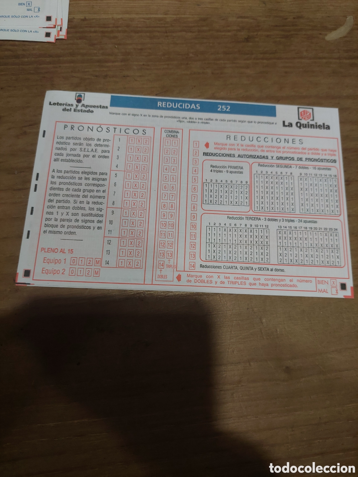 Loter&iacute;a nacional: IMPRESO literiaa reducidas LA QUINIELA
