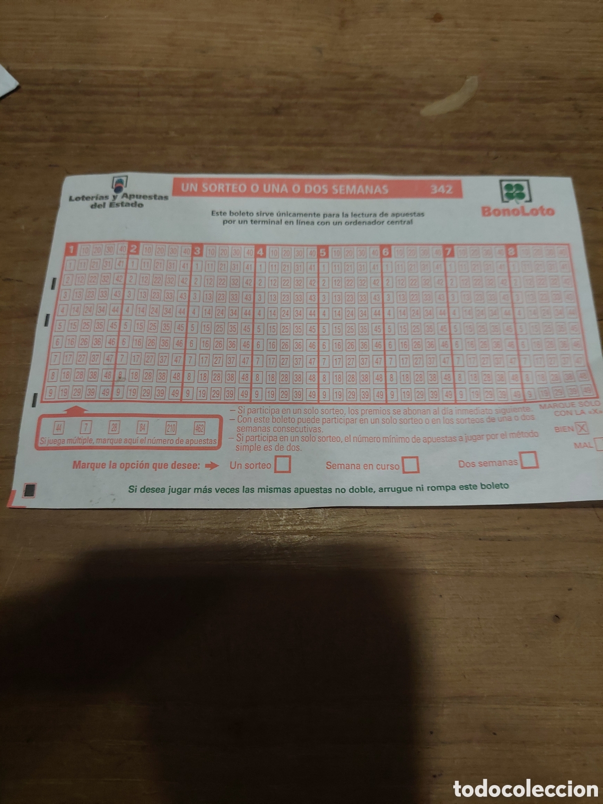 Loter&iacute;a nacional: BONO LOTO IMPRESO LOTER&Iacute;A Y APUESTAS DEL ESTADO