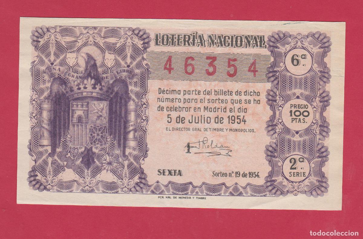 Loter&iacute;a nacional: LOTERIA SORTEO 19 DE 1954