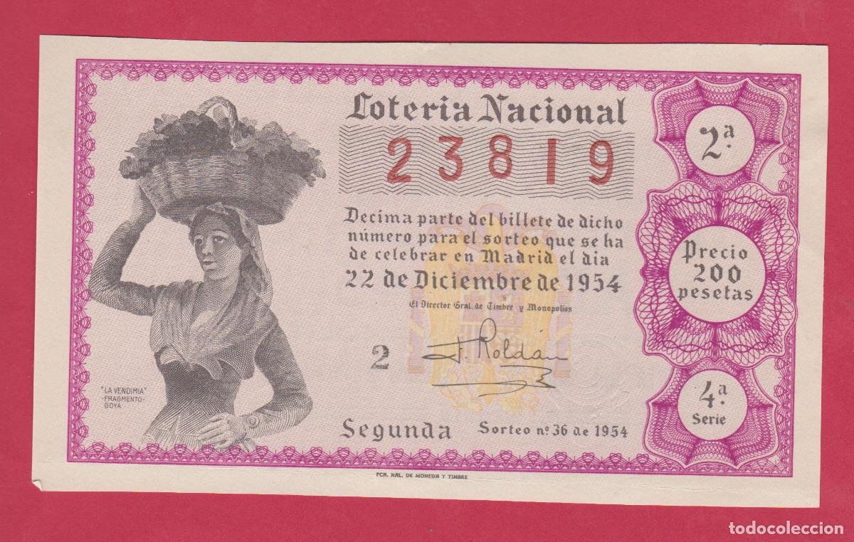Loter&iacute;a nacional: LOTERIA SORTEO 36 DE 1954