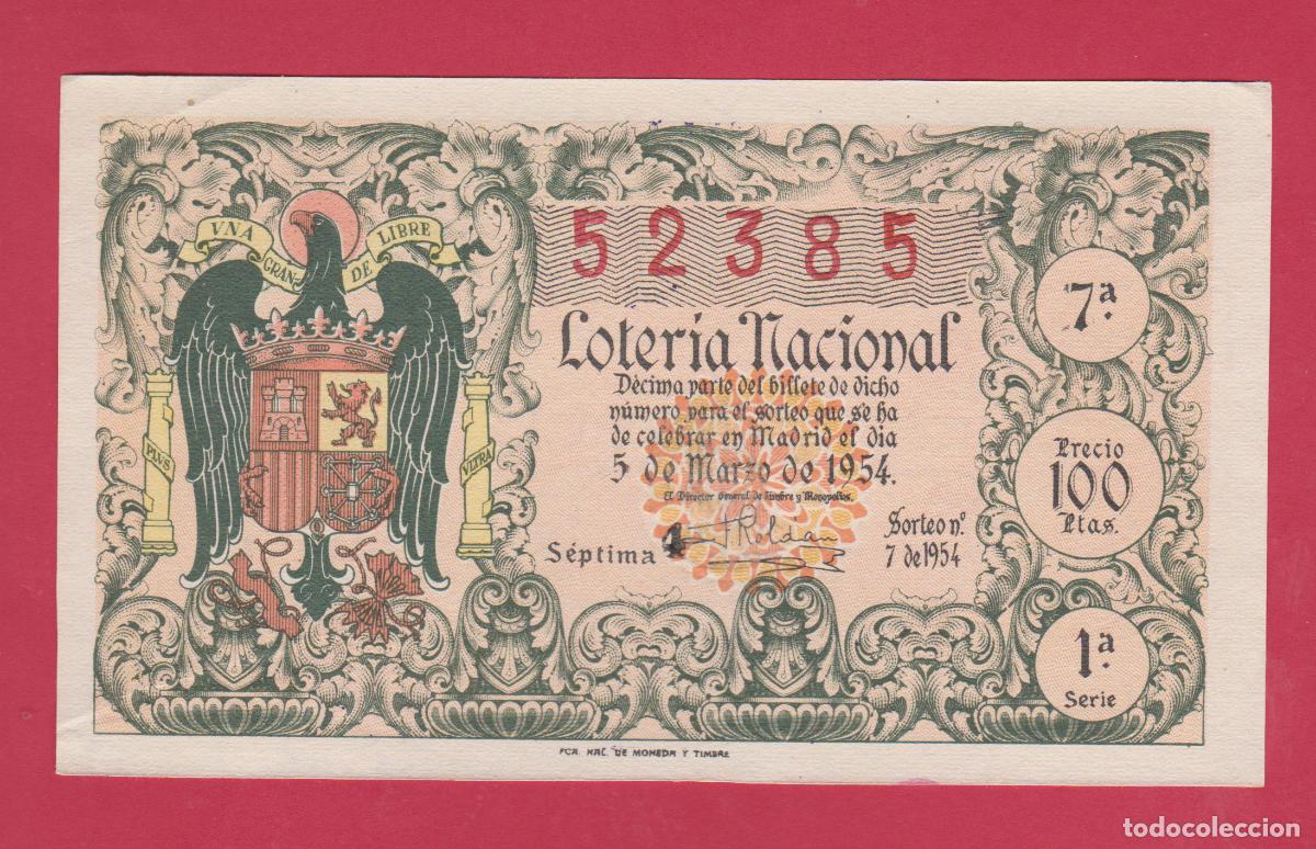 Loter&iacute;a nacional: LOTERIA SORTEO 7 DE 1954