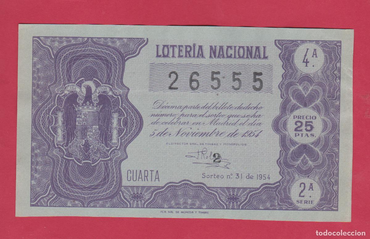 Loter&iacute;a nacional: LOTERIA SORTEO 31 DE 1954