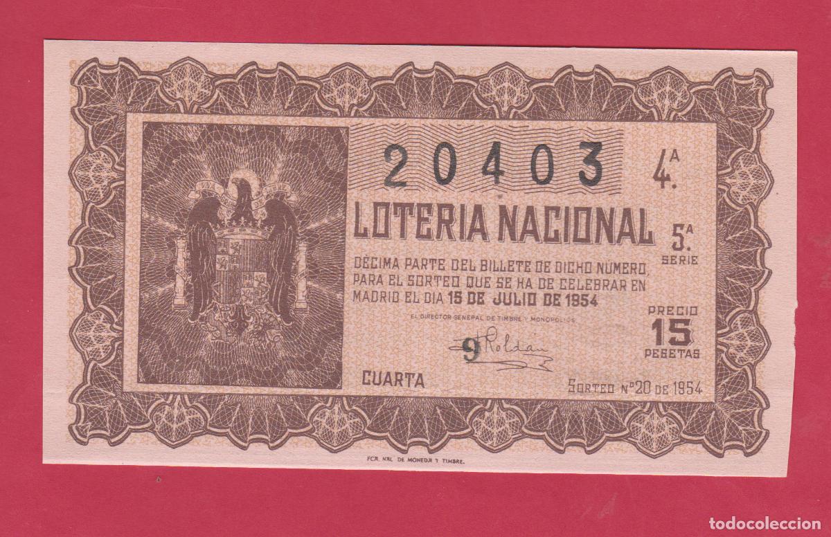 Loter&iacute;a nacional: LOTERIA SORTEO 20 DE 1954