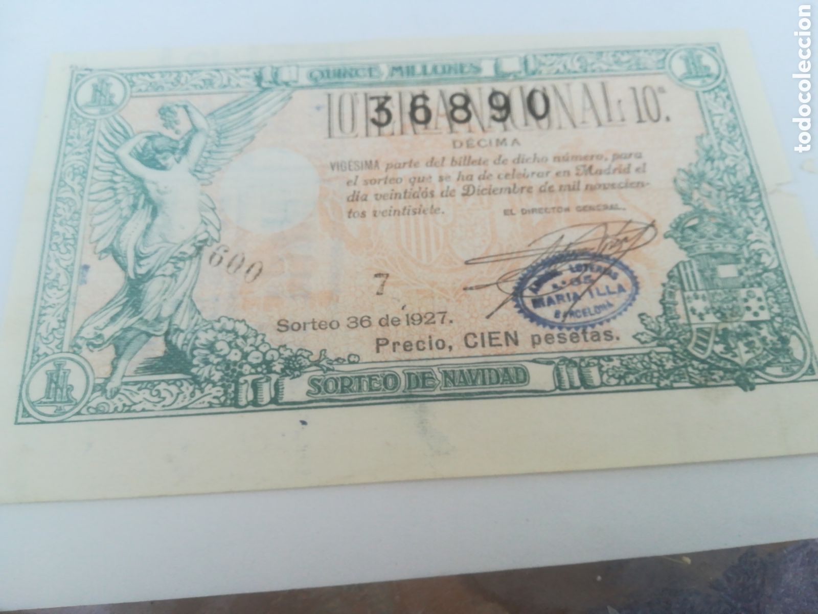 Loter&iacute;a nacional: Navidad de 1927, sorteo n&uacute;mero 36