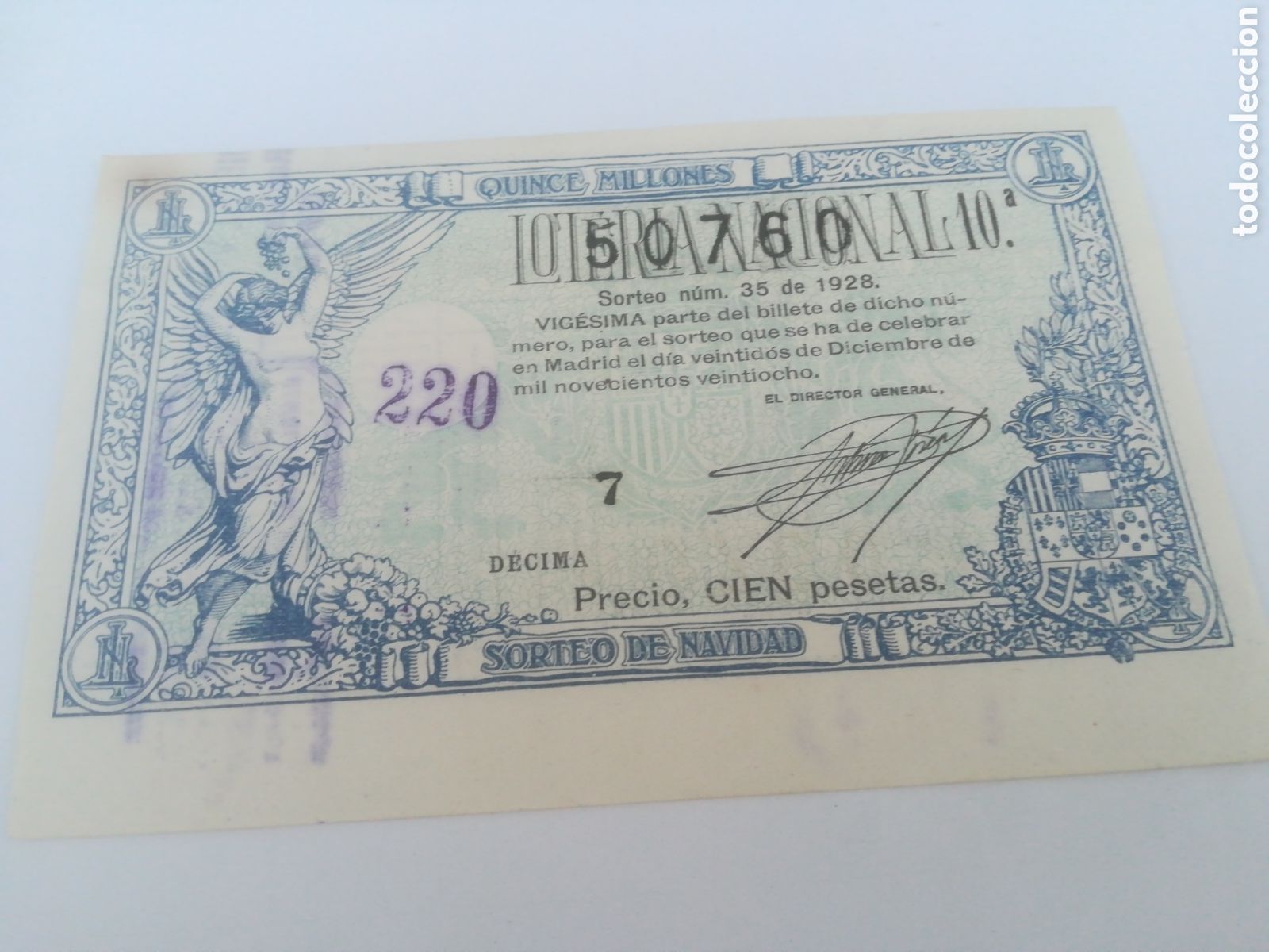Loter&iacute;a nacional: Loter&iacute;a Nacional sorteo 35 de navidad de 1928.