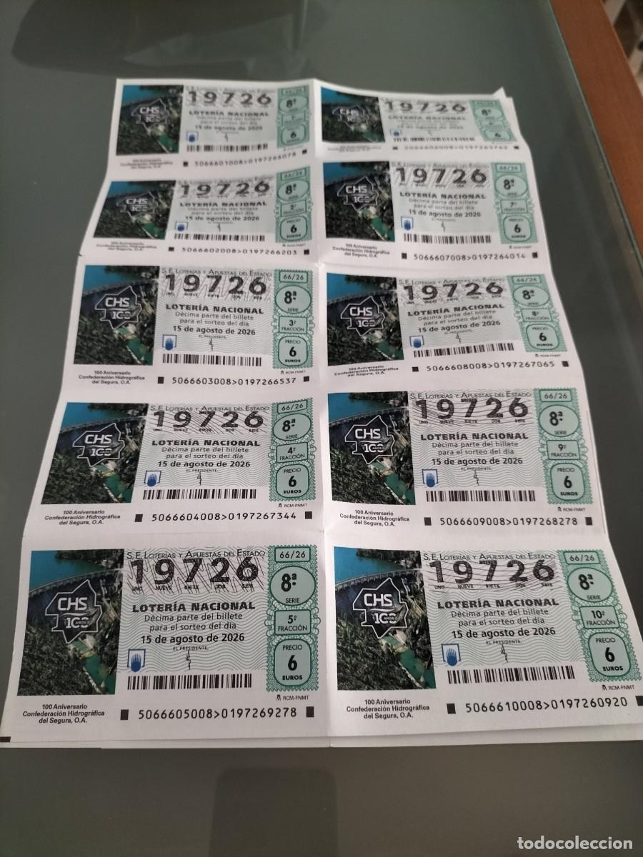 Loter&iacute;a nacional: BILLETE LOTERIA NACIONAL SABADO 15 AGOSTO 2026 66/26 EMBALSE DEL SEGURA ( ANIVERSARIO CONFEDERACION