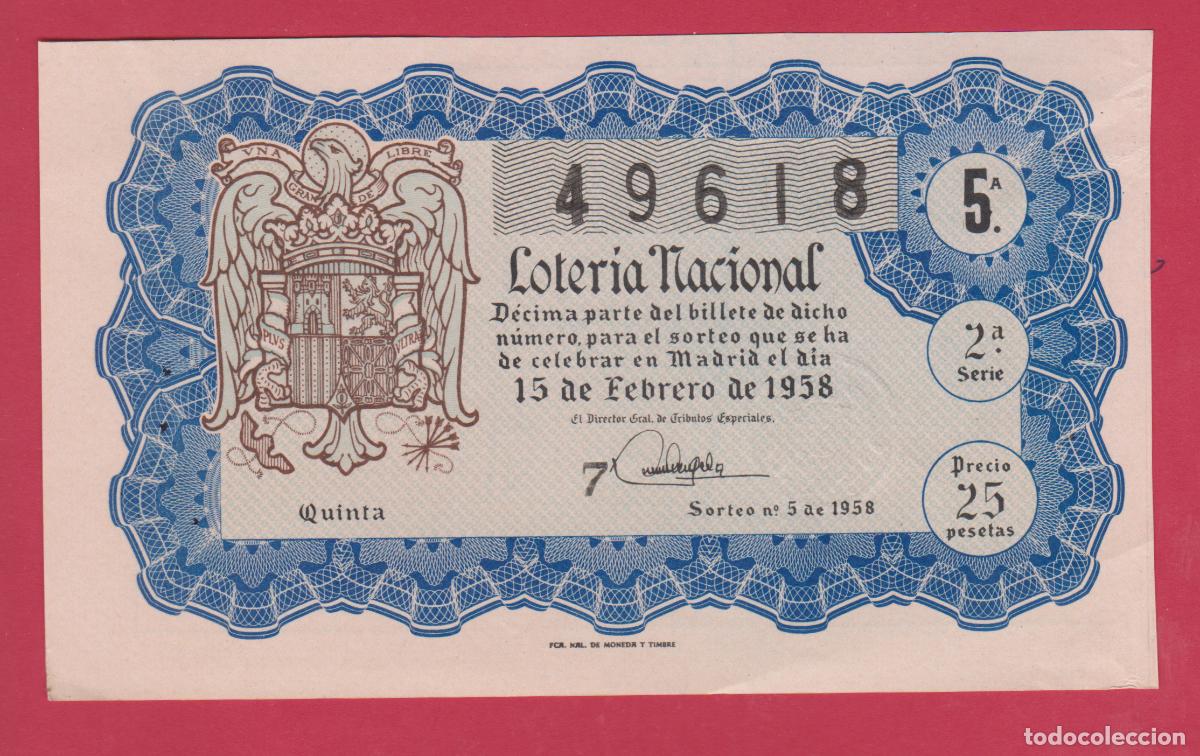 Loter&iacute;a nacional: LOTERIA SORTEO 5 DE 1958