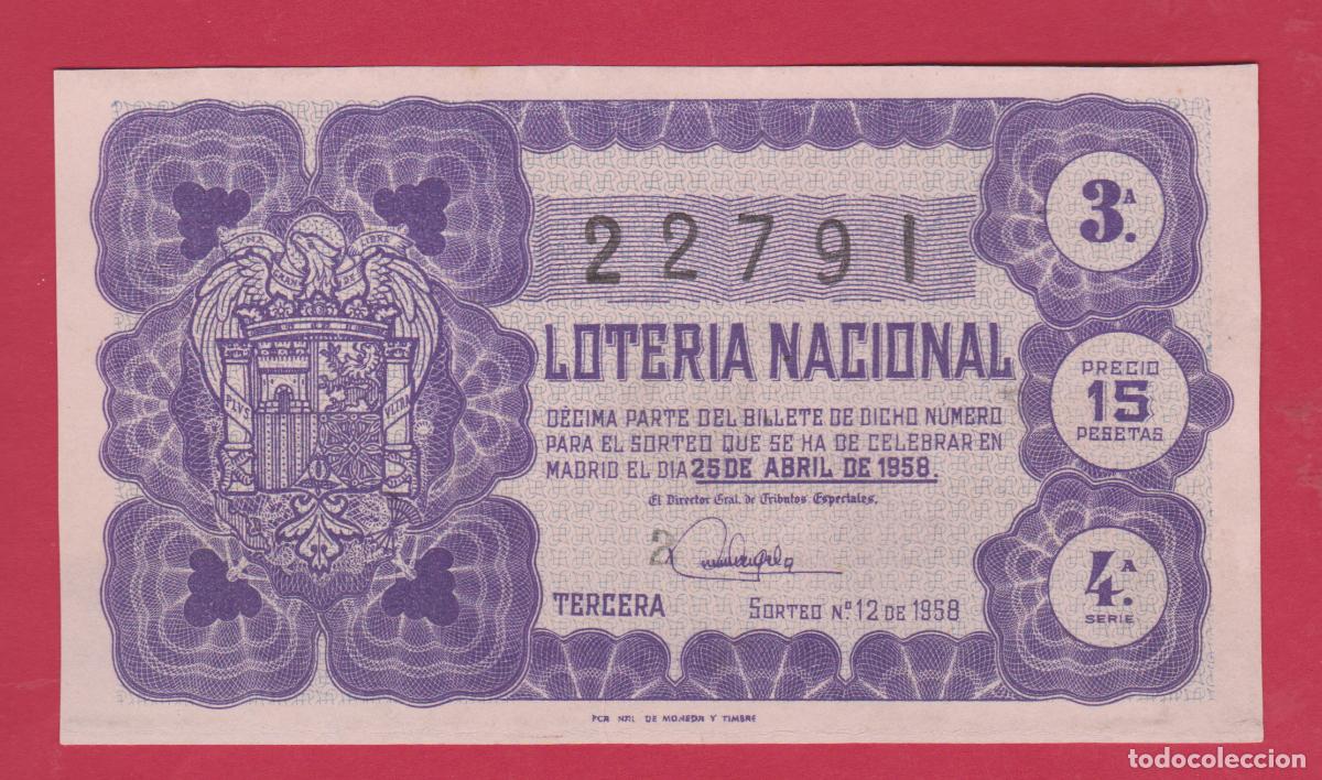 Loter&iacute;a nacional: LOTERIA SORTEO 12 DE 1958