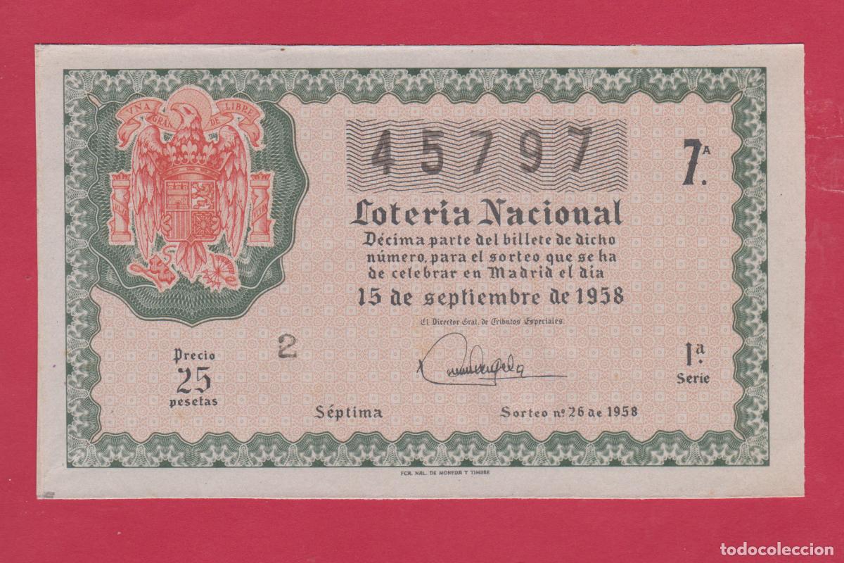 Loter&iacute;a nacional: LOTERIA SORTEO 26 DE 1958