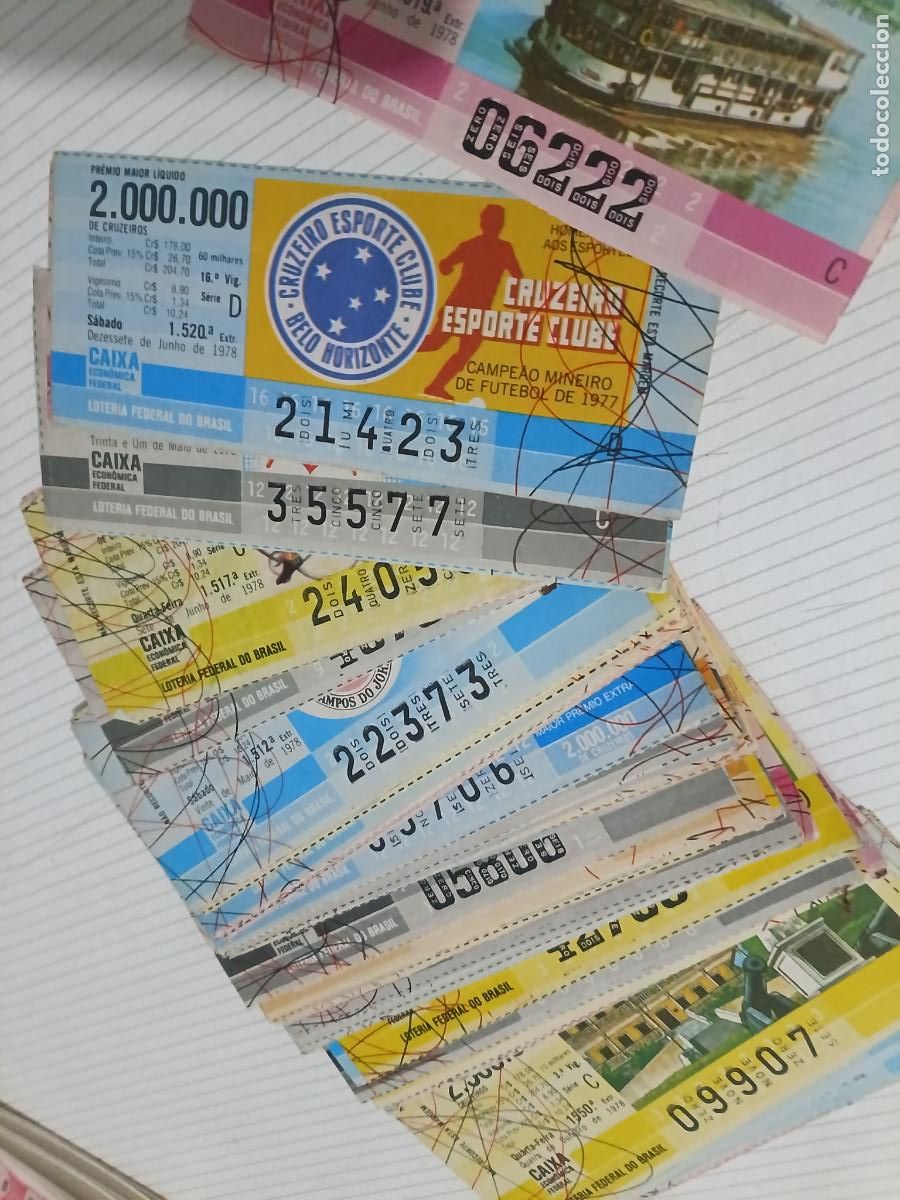 Loter&iacute;a nacional: Brasil. 100 boletos de loter&iacute;a federal diferentes de 1978