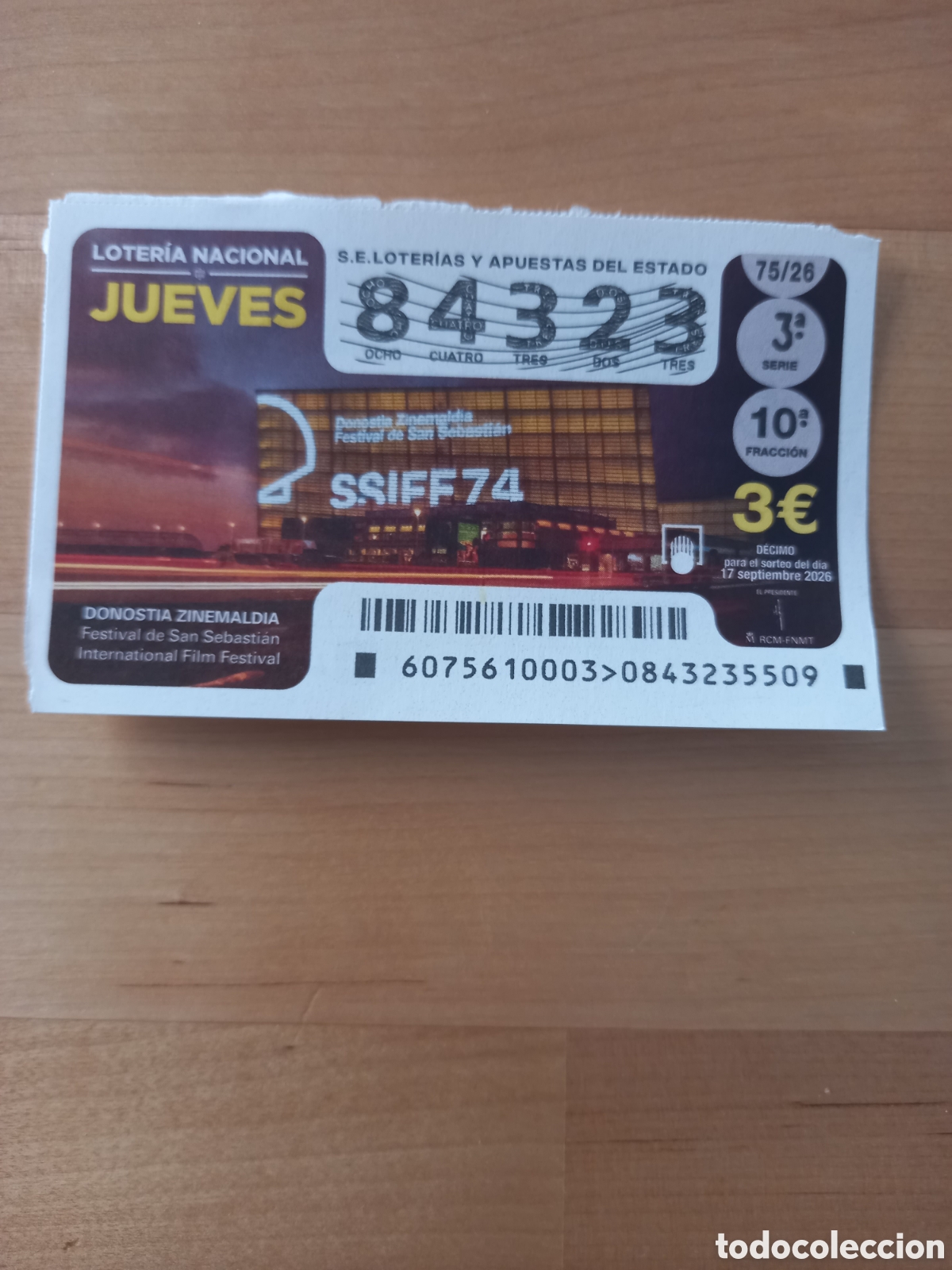 Loter&iacute;a nacional: LOTER&Iacute;A 17 SEPTIEMBRE 2026 - DONOSTIA ZINEMALDIA, FESTIVAL DE SAN SEBASTI&Aacute;N