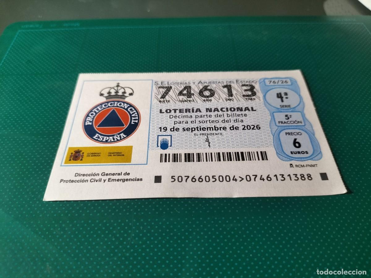 Loter&iacute;a nacional: 1 DECIMO LOTERIA NACIONAL SABADO 19 SEPTIEMBRE 2026 76/26 PROTECCION CIVIL Y EMERGENCIAS