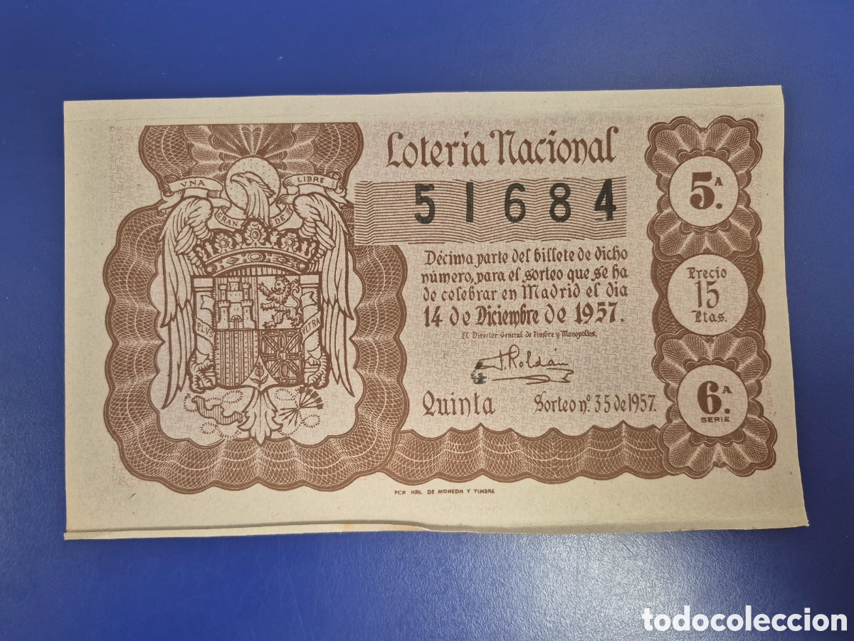 Loter&iacute;a nacional: LOTERIA NACIONAL SORTEO 35 DE 1957