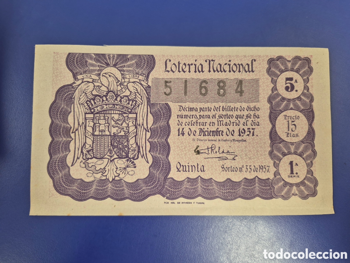 Loter&iacute;a nacional: LOTERIA NACIONAL SORTEO 35 DE 1957