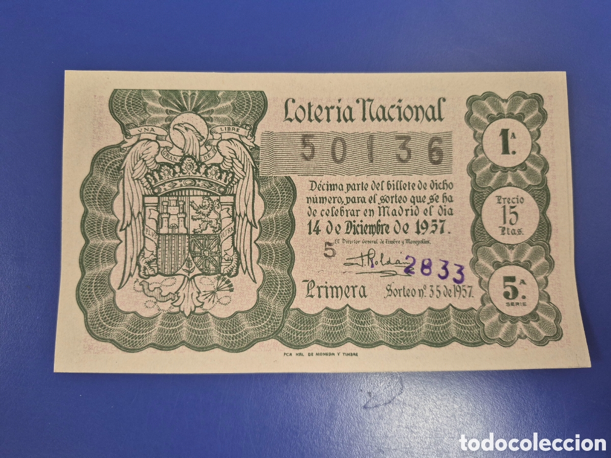 Loter&iacute;a nacional: LOTERIA NACIONAL SORTEO 35 DE 1957