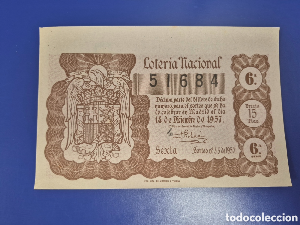 Loter&iacute;a nacional: LOTERIA NACIONAL SORTEO 35 DE 1957