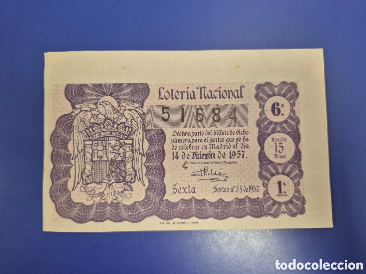 Loter&iacute;a nacional: LOTERIA NACIONAL SORTEO 35 DE 1957