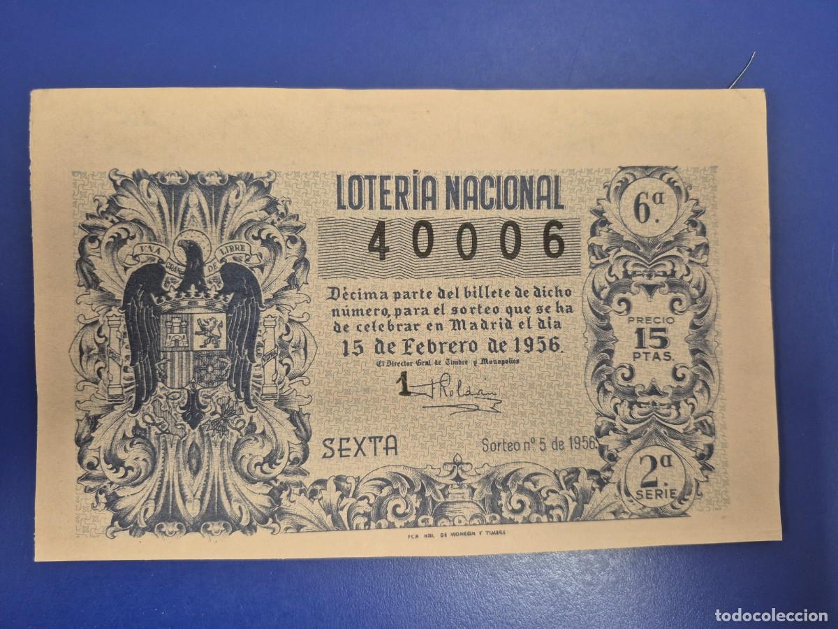 Loter&iacute;a nacional: LOTERIA NACIONAL SORTEO 5 DE 1956