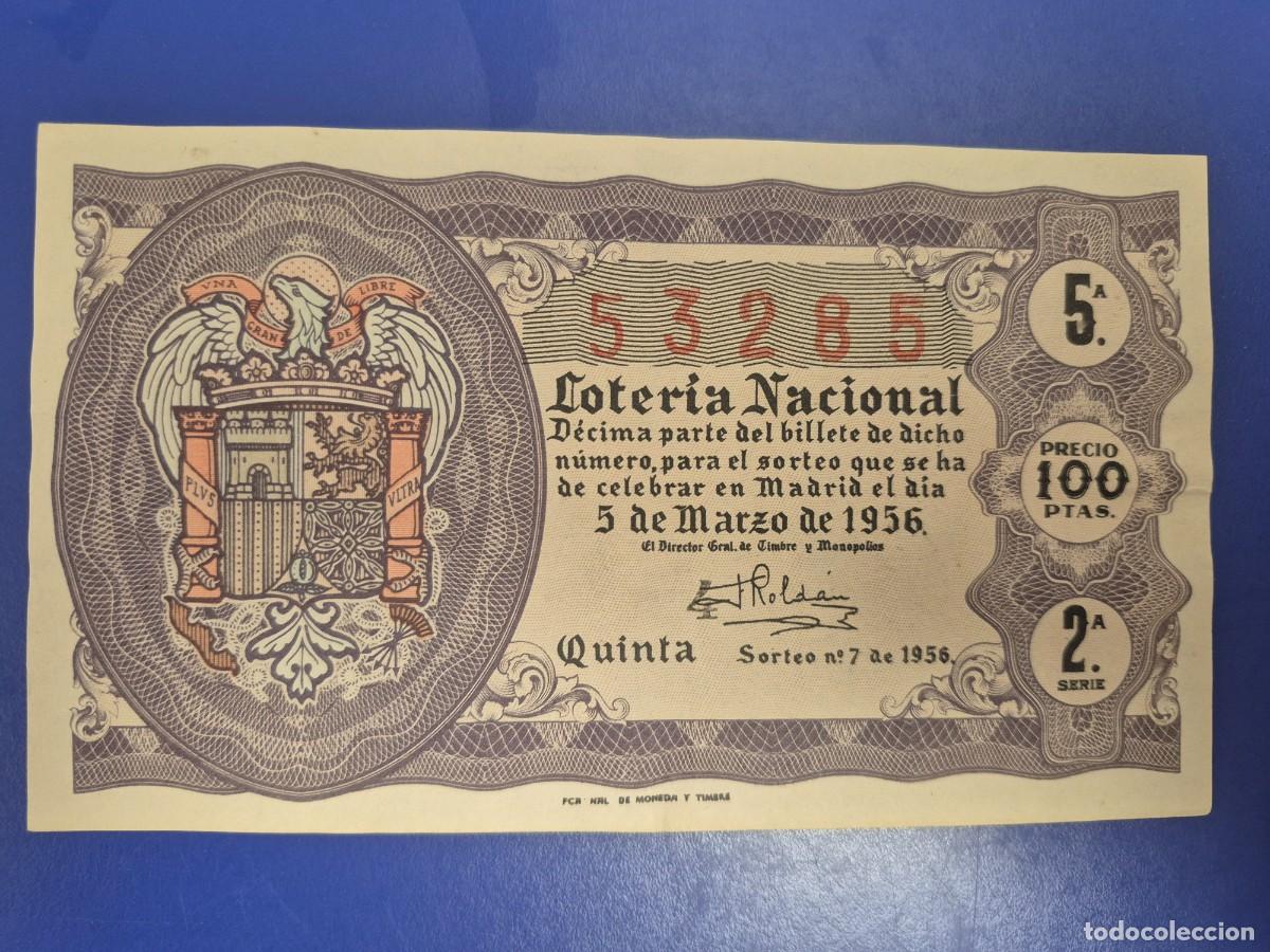 Loter&iacute;a nacional: LOTERIA NACIONAL SORTEO 7 DE 1956
