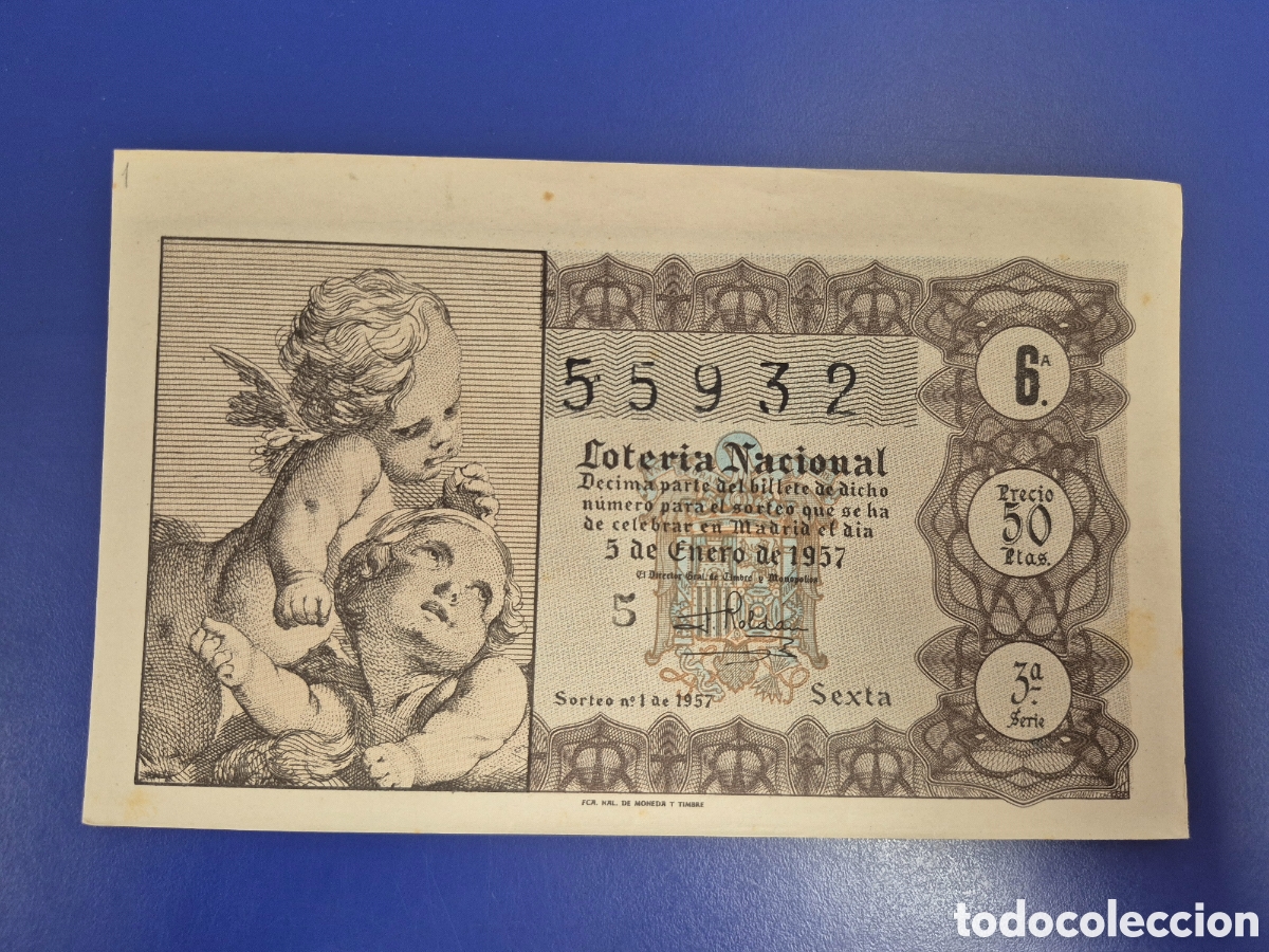 Loter&iacute;a nacional: LOTERIA NACIONAL SORTEO 1 DE 1957 NI&Ntilde;O