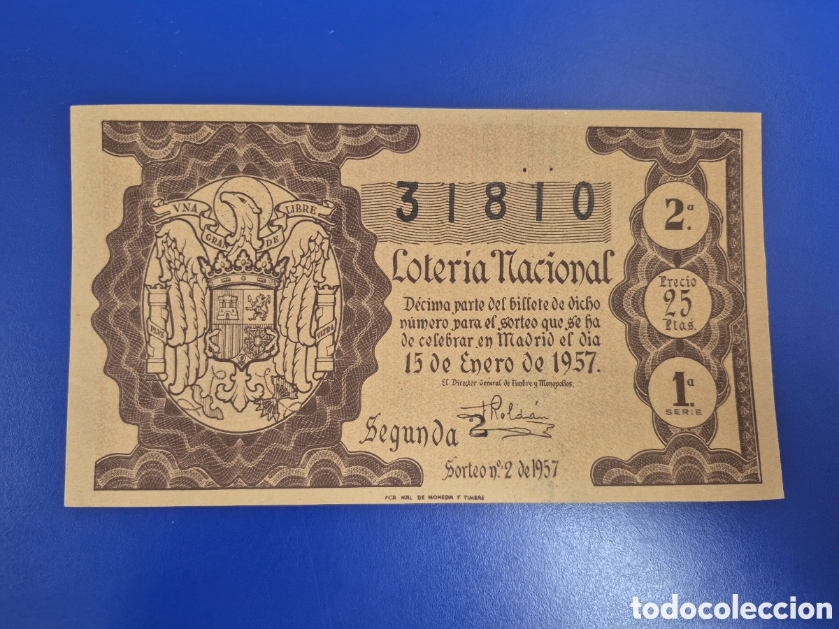 Loter&iacute;a nacional: LOTERIA NACIONAL SORTEO 2 DE 1957