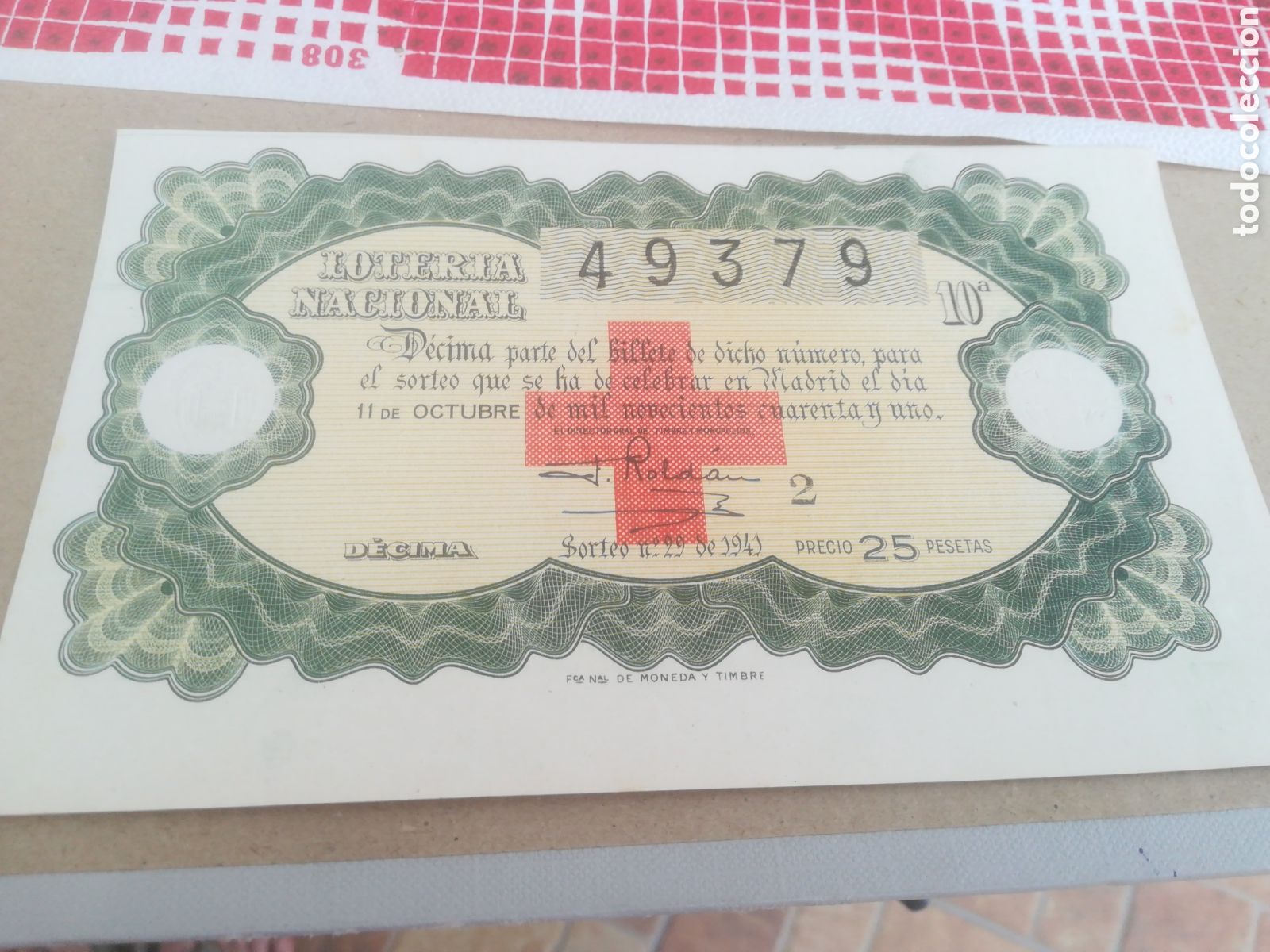 Loter&iacute;a nacional: Loter&iacute;a Nacional sorteo de la CRUZ ROJA del a&ntilde;o 1941