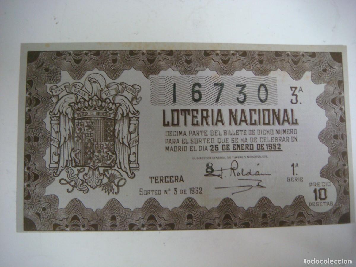 Loter&iacute;a nacional: DECIMO DE LOTERIA NACIONAL DEL 25 DE ENERO 1952 SORTEO N&ordm;-3-(&)