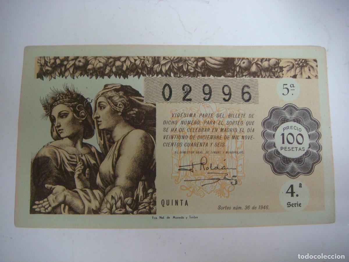 Loter&iacute;a nacional: DECIMO DE LOTERIA NACIONAL DEL 21 DE DICIEMBRE 1946 SORTEO N&ordm;-36-(&)