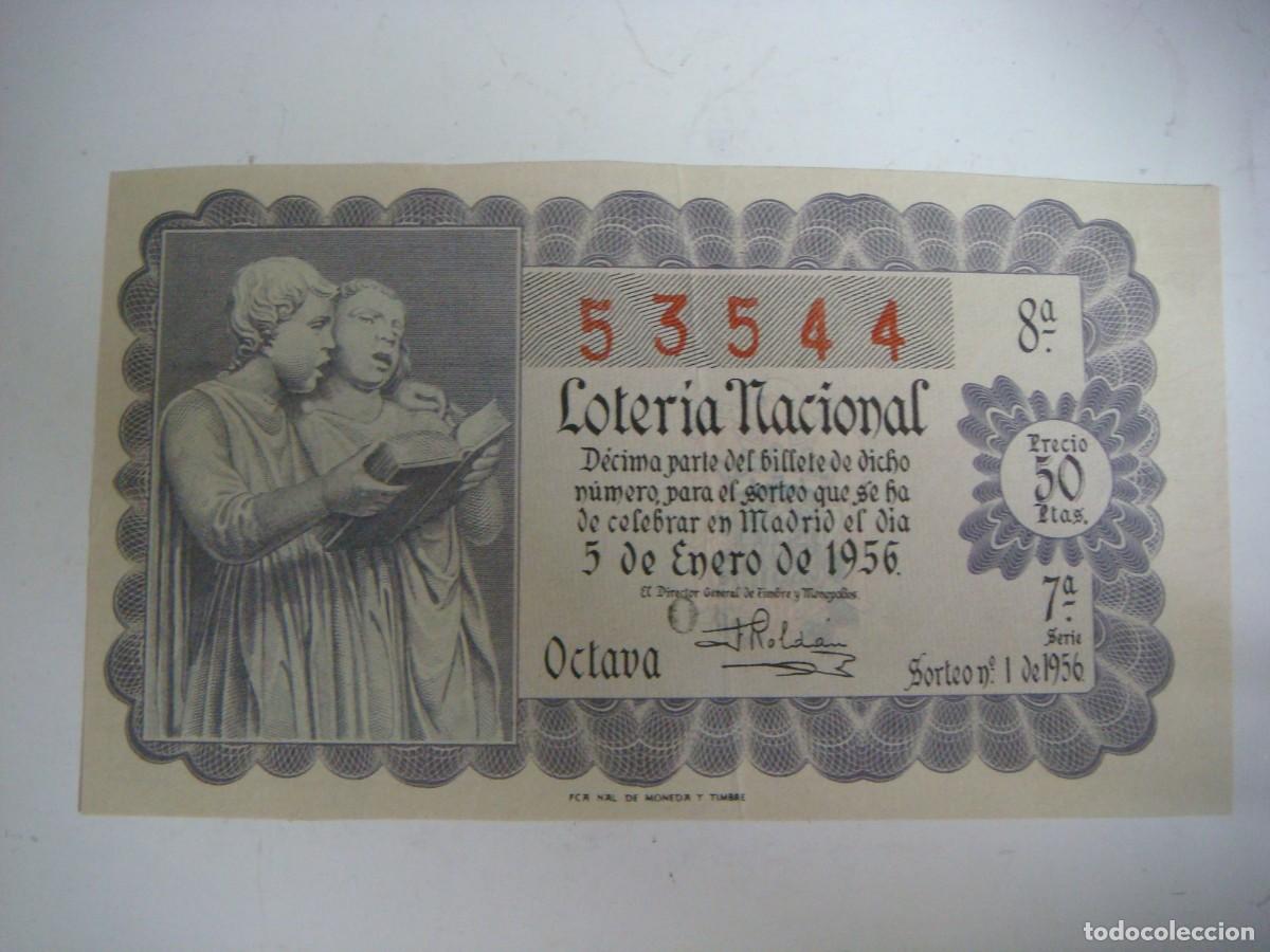 Loter&iacute;a nacional: DECIMO DE LOTERIA NACIONAL DEL 5 DE ENERO 1956 SORTEO N&ordm;-1-(&)
