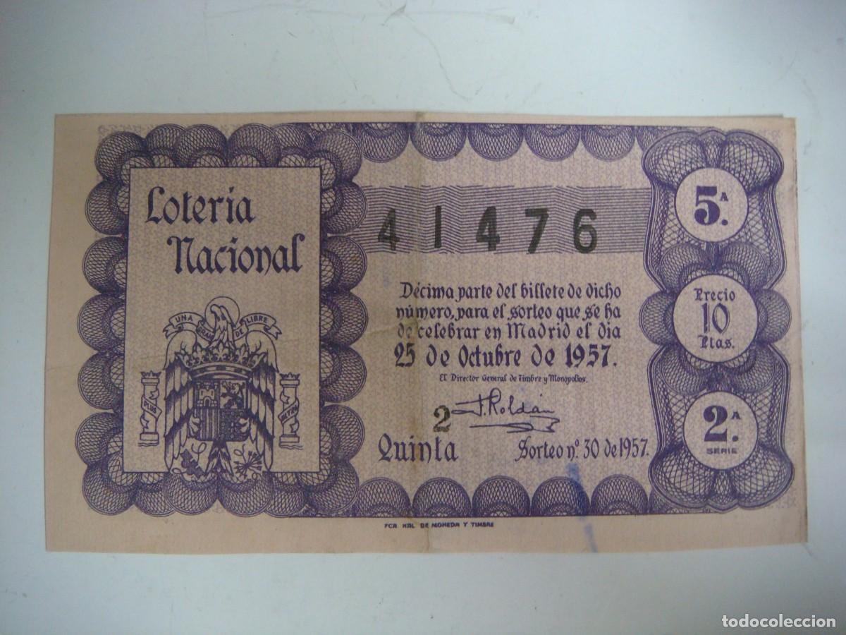 Loter&iacute;a nacional: DECIMO DE LOTERIA NACIONAL DEL 25 DE OCTUBRE 1957 SORTEO N&ordm;-30-(&)