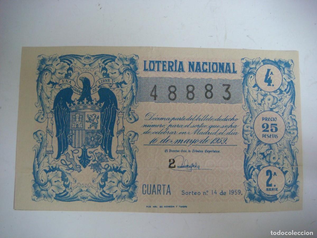 Loter&iacute;a nacional: DECIMO DE LOTERIA NACIONAL DEL 16 DE MAYO 1959 SORTEO N&ordm;-14-(&)