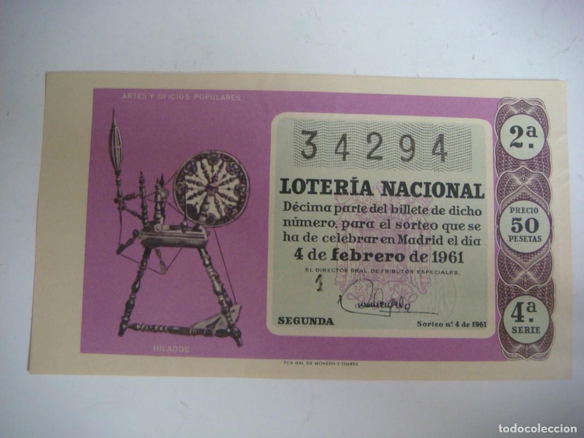 Loter&iacute;a nacional: DECIMO DE LOTERIA NACIONAL DEL 4 DE FEBRERO 1961 SORTEO N&ordm;-4-(&)