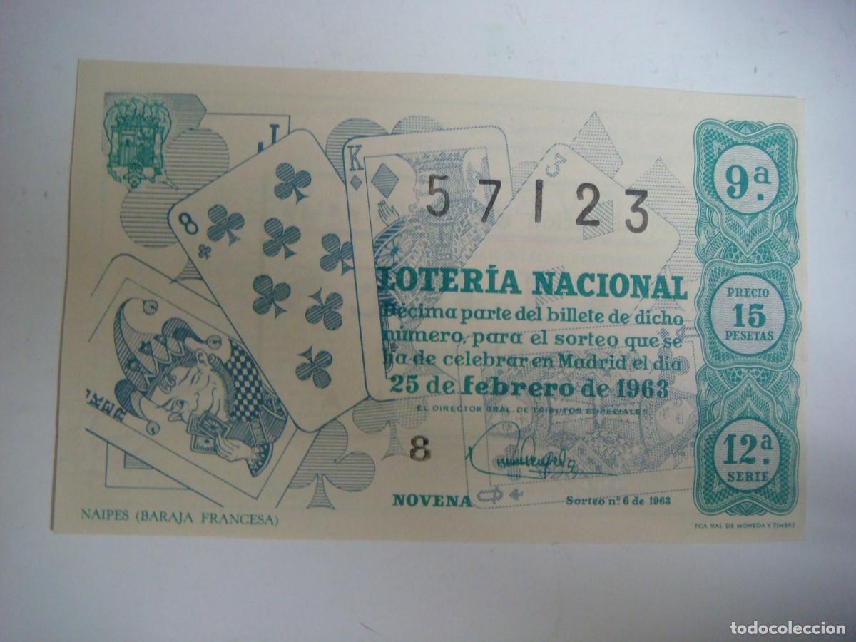 Loter&iacute;a nacional: DECIMO DE LOTERIA NACIONAL DEL 25 DE FEBRERO 1963 SORTEO N&ordm;-6-(&)