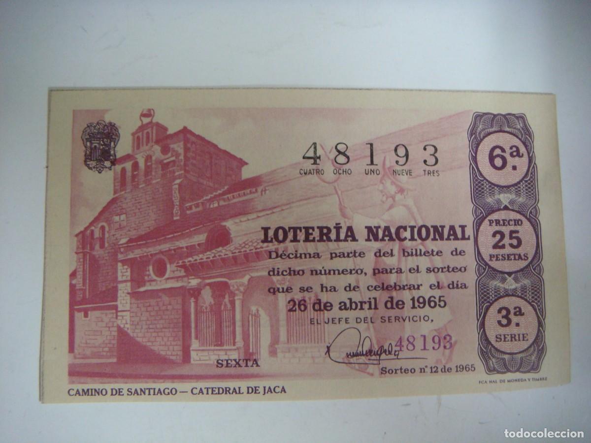 Loter&iacute;a nacional: DECIMO DE LOTERIA NACIONAL DEL 26 DE ABRIL 1965 SORTEO N&ordm;-12-(&)