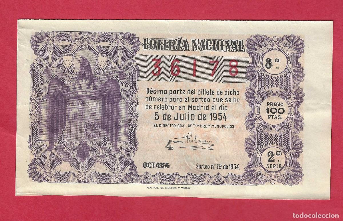 Loter&iacute;a nacional: LOTERIA SORTEO 19 DE 1954