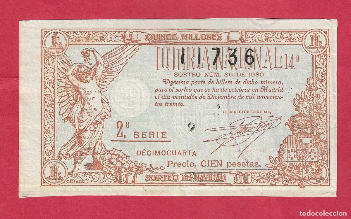 Loter&iacute;a nacional: LOTERIA SORTEO 36 DE 1930 NAVIDAD