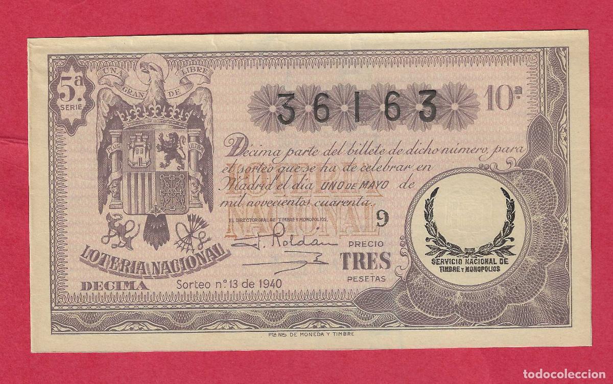 Loter&iacute;a nacional: LOTERIA SORTEO 13 DE 1940