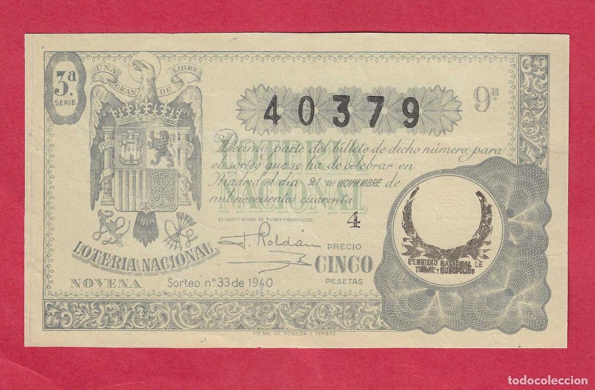 Loter&iacute;a nacional: LOTERIA SORTEO 33 DE 1940