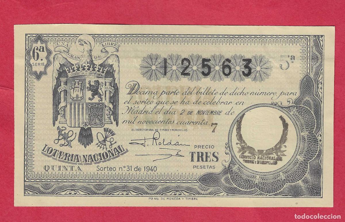 Loter&iacute;a nacional: LOTERIA SORTEO 31 DE 1940