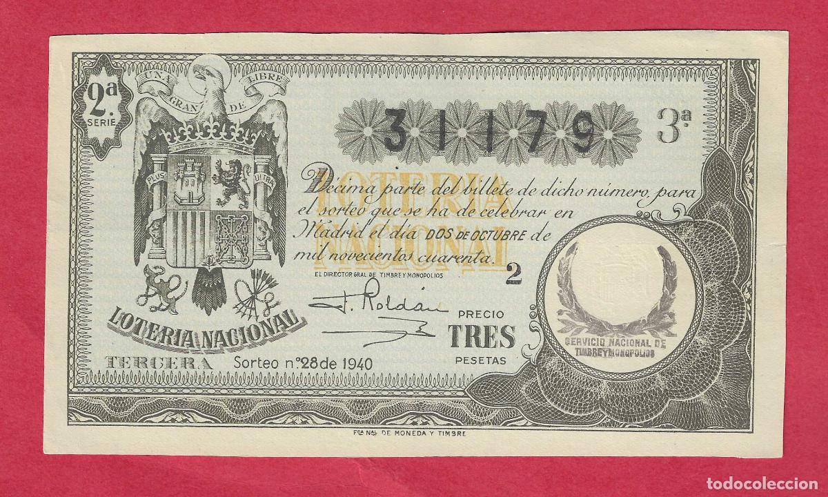 Loter&iacute;a nacional: LOTERIA SORTEO 28 DE 1940