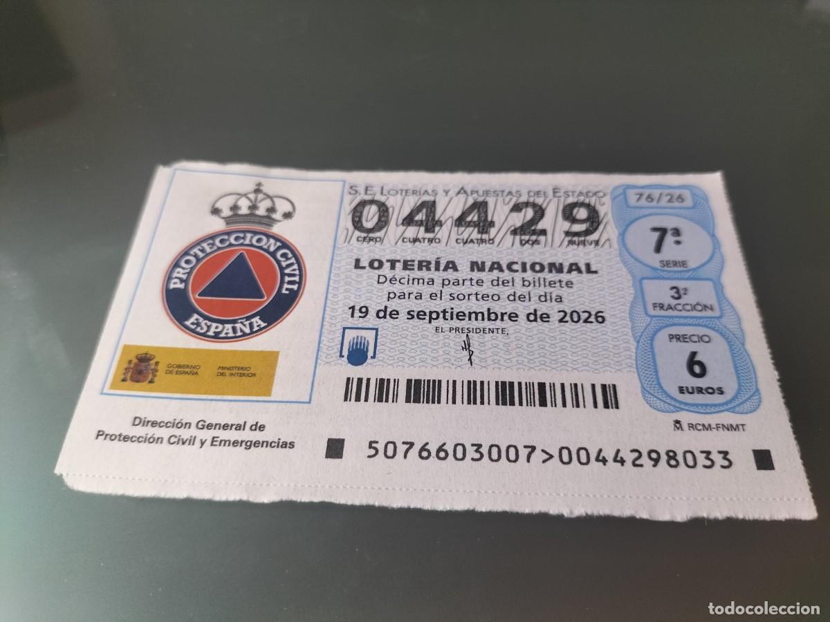 Loter&iacute;a nacional: 1 DECIMO LOTERIA NACIONAL SABADO 19 SEPTIEMBRE 2026 76/26 PROTECCION CIVIL Y EMERGENCIAS