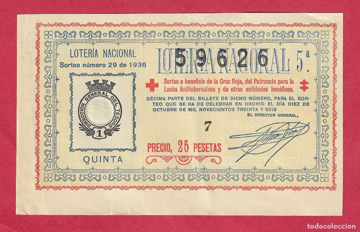 Loter&iacute;a nacional: LOTERIA ANTIGUA SORTE 29 DE 1936