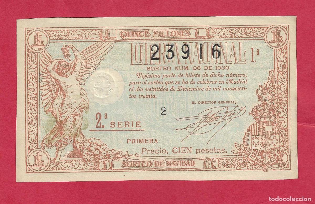 Loter&iacute;a nacional: LOTERIA ANTIGUA SORTEO 36 DE 1930 NAVIDAD