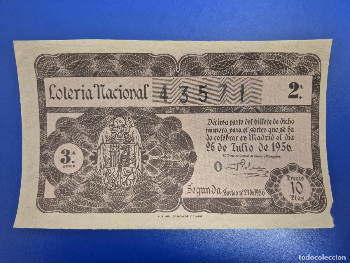 Loter&iacute;a nacional: LOTERIA NACIONAL SORTEO 21 DE 1956