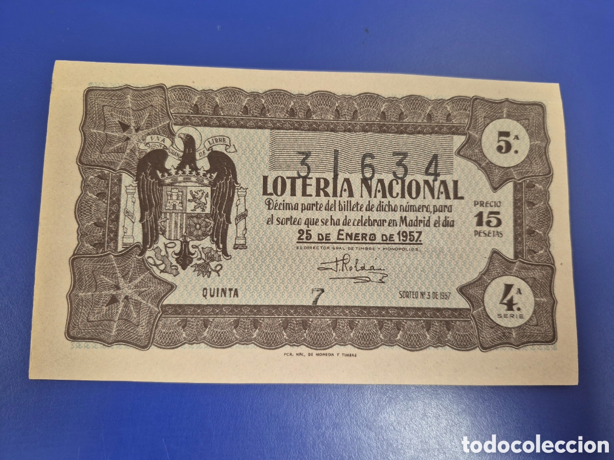 Loter&iacute;a nacional: LOTERIA NACIONAL SORTEO 3 DE 1957