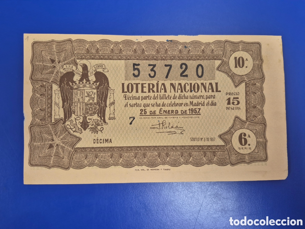 Loter&iacute;a nacional: LOTERIA NACIONAL SORTEO 3 DE 1957